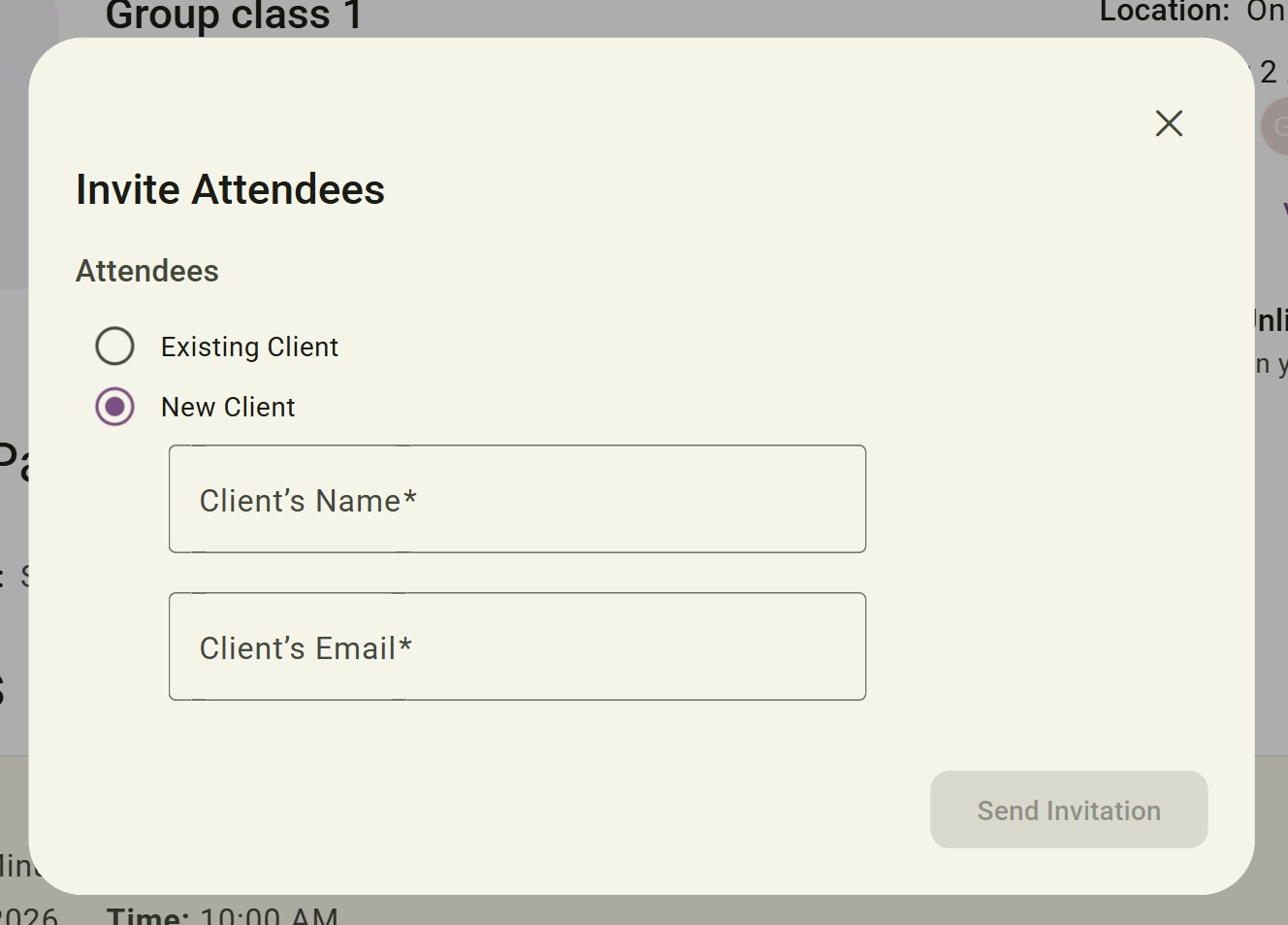 Select Attendee Type screenshot